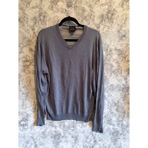 Jos A Bank Signature Collection Blue V-Neck Long Sleeve Silk Sweater XL‎